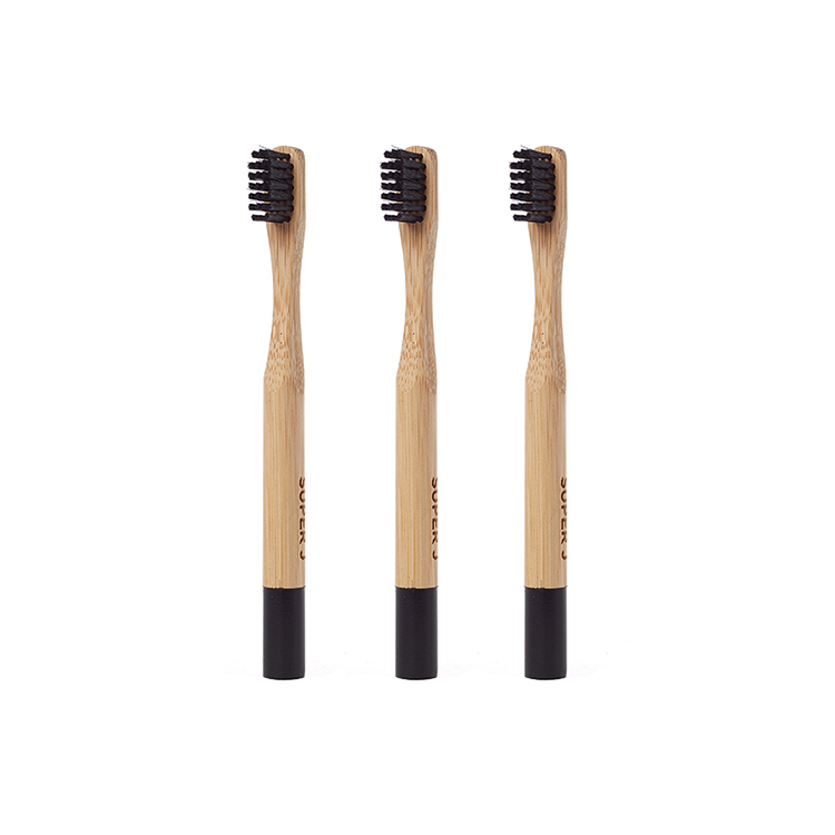Eco Friendly OEM 4 Pack Organic 100% Biodegradable Charcoal Bamboo Toothbrush Adult And Kids