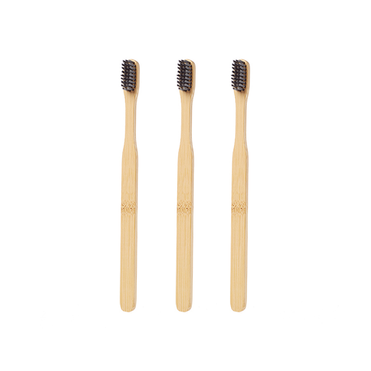 Wholesale Custom Logo 100% Biodegradable Toothbrush Set Adult Hotel Travel Soft Black Organic Charcoal Bamboo Toothbrush