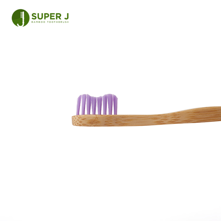 Custom Top Quality BPA Free Adult Eco-Friendly Natural Biodegradable Purple Bristles Bamboo Toothbrush
