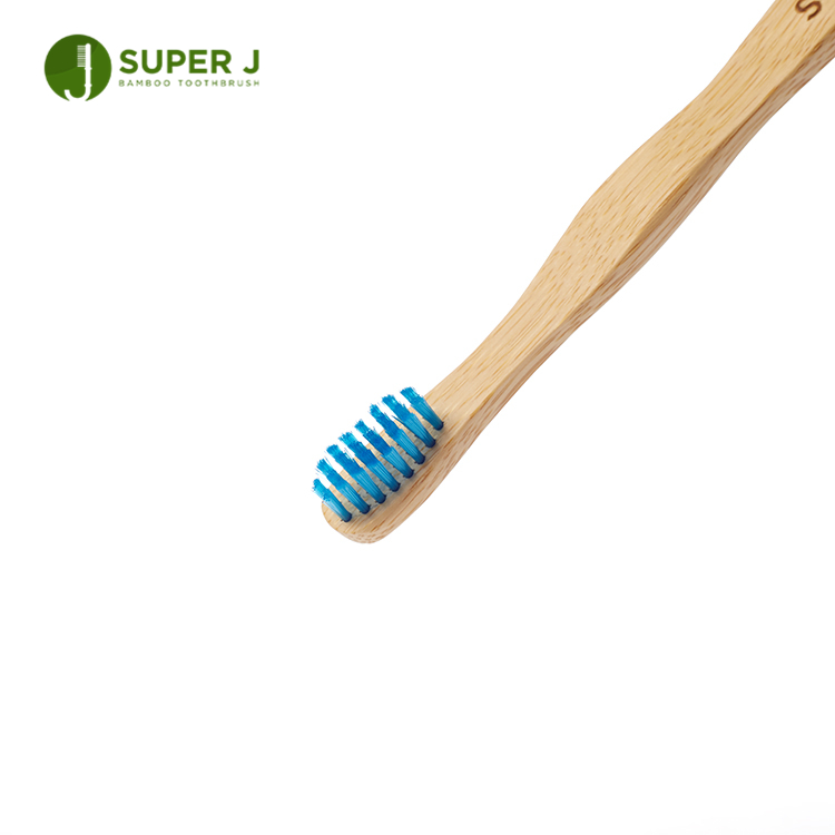 4 Family Pack Organic Bamboo Toothbrush BPA Free Blue Soft Bristles Natural Customized Logo Handle