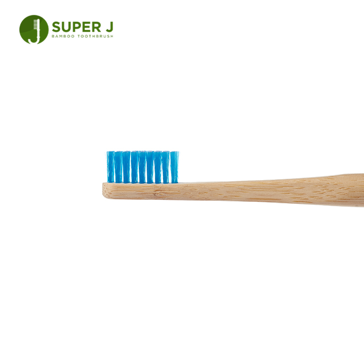 Hot Sale Natural Organic Biodegradable Real Eco-Friendly Blue Round Handle Bamboo Toothbrush For Adult