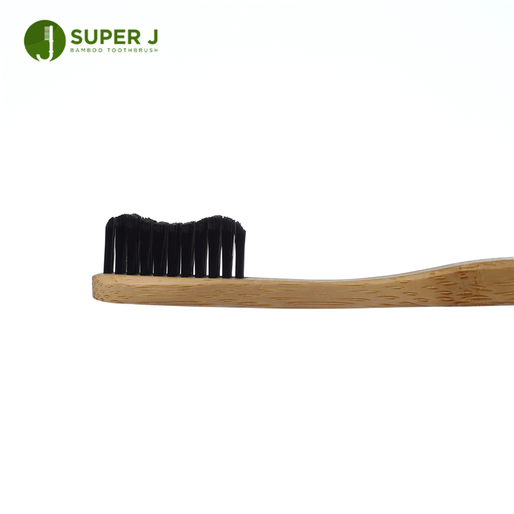 Biodegradable Medium Bristles Charcoal Custom Design Bamboo Toothbrush Black