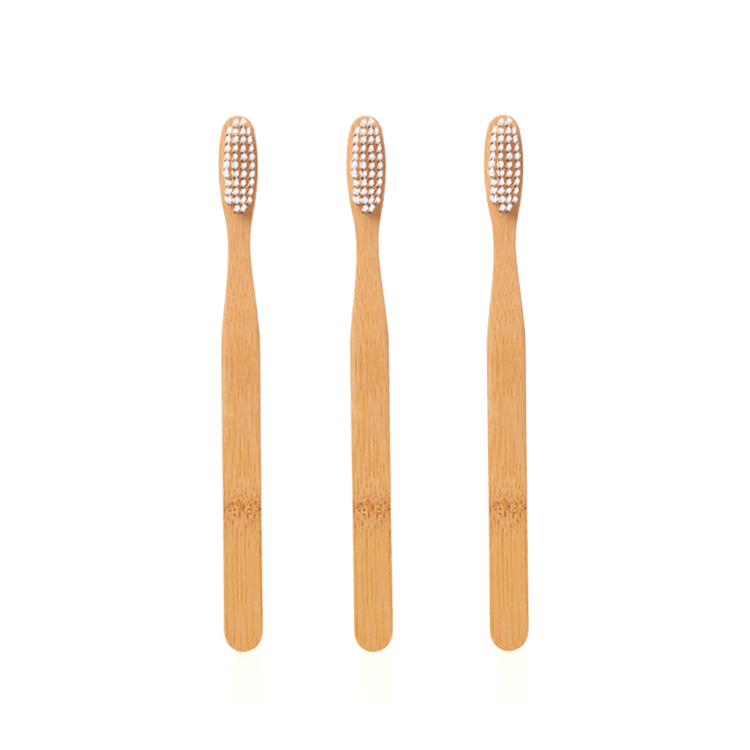 Oem Flat White Bamboo Toothbrush Eco Friendly Custom Logo Natural Nylon Dupont Bristles Toothbrush