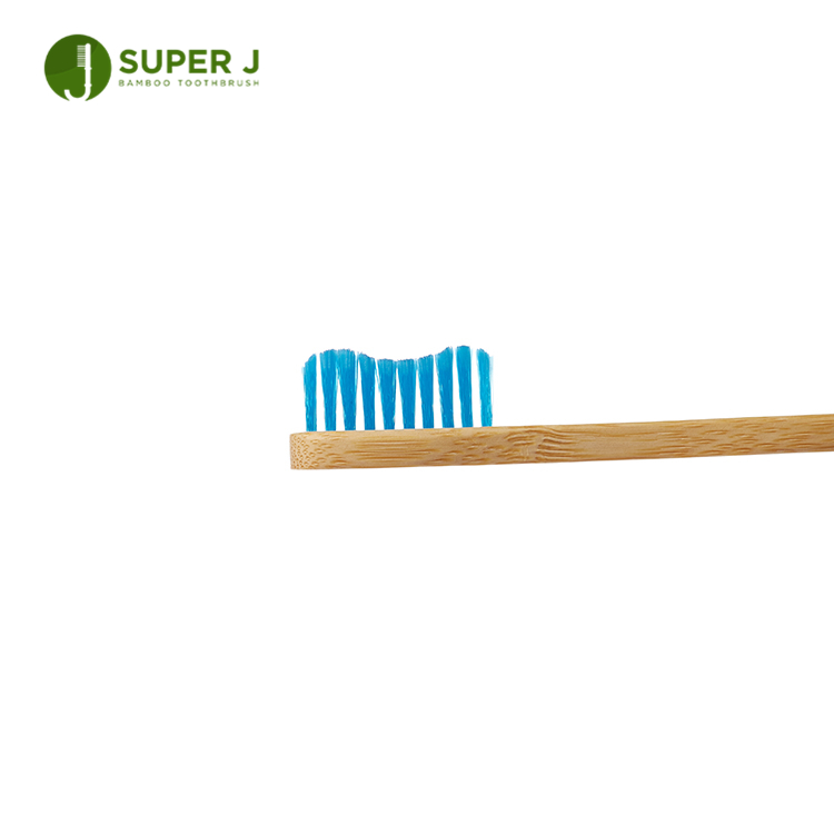 Flat Handle Bamboo Toothbrush Blue Bristle Moso Organic Toothbrush Custom Engraved Logo Manufacturer