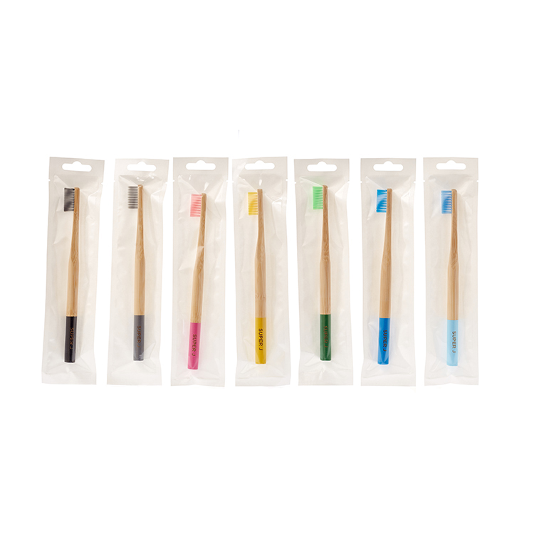 Hot Sale Natural Organic Biodegradable Real Eco-Friendly Blue Round Handle Bamboo Toothbrush For Adult