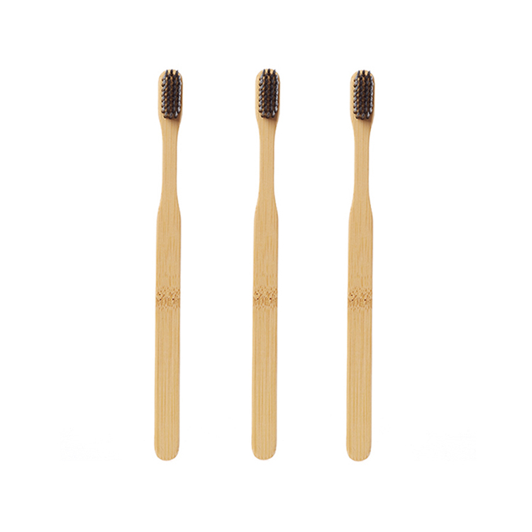 Wholesale Custom Logo 100% Biodegradable Toothbrush Set Adult Hotel Travel Soft Black Organic Charcoal Bamboo Toothbrush