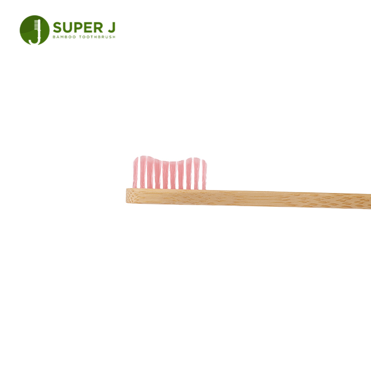 Eco-friendly Natural Soft Pink Bristle Handmade 100% Biodegradable Bamboo Toothbrush without Pesticides