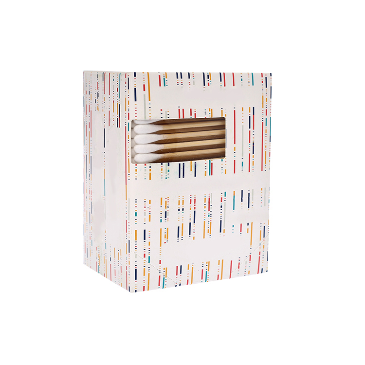 Organic Wooden Cotton Swabs Eco Friendly Medical Clean Cotton Swab Container Paper Box