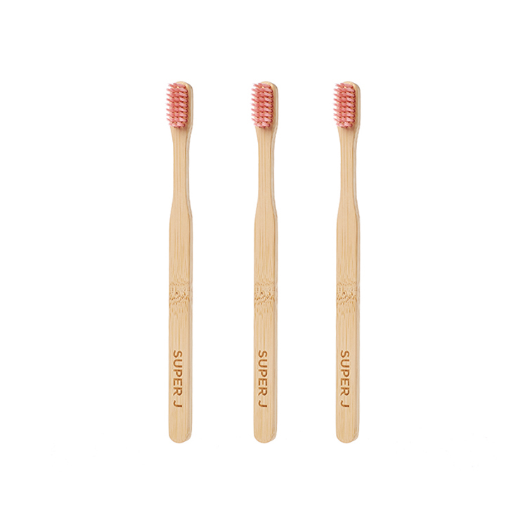 Wooden Pink Toothbrush Set Eco-friendly Biodegradable Flat New Bamboo Toothbrush Wholesale
