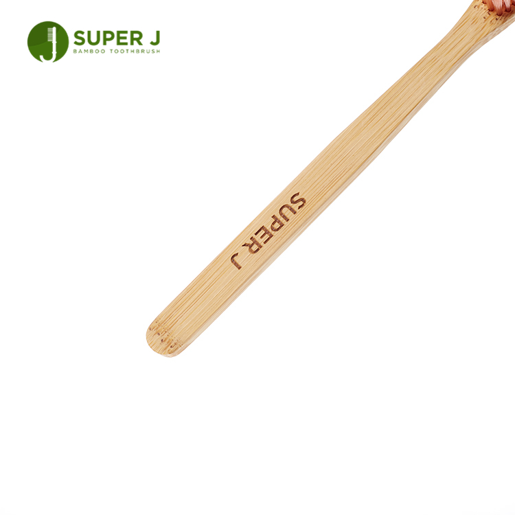 Eco Friendly OEM 4 Pack Organic 100% Bamboo Toothbrush Pink Personalized Logo Biodegradable