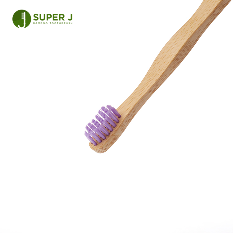 Custom Top Quality BPA Free Adult Eco-Friendly Natural Biodegradable Purple Bristles Bamboo Toothbrush