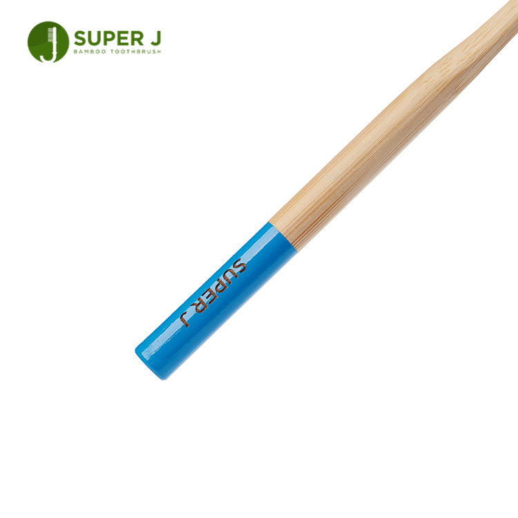 Hot Sale Natural Organic Biodegradable Real Eco-Friendly Blue Round Handle Bamboo Toothbrush For Adult