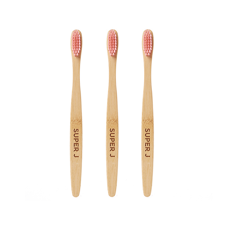 Eco-friendly Natural Soft Pink Bristle Handmade 100% Biodegradable Bamboo Toothbrush without Pesticides