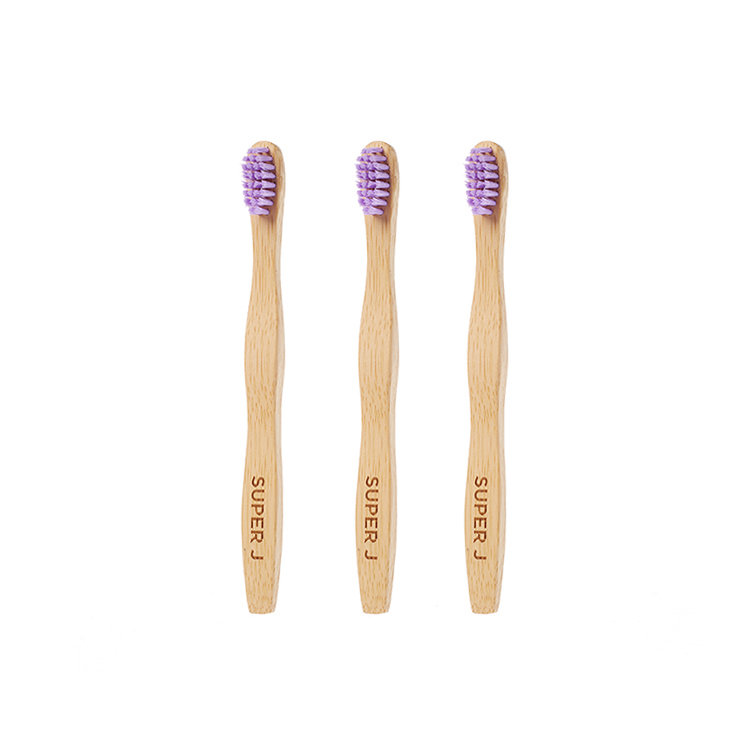 Custom Top Quality BPA Free Adult Eco-Friendly Natural Biodegradable Purple Bristles Bamboo Toothbrush