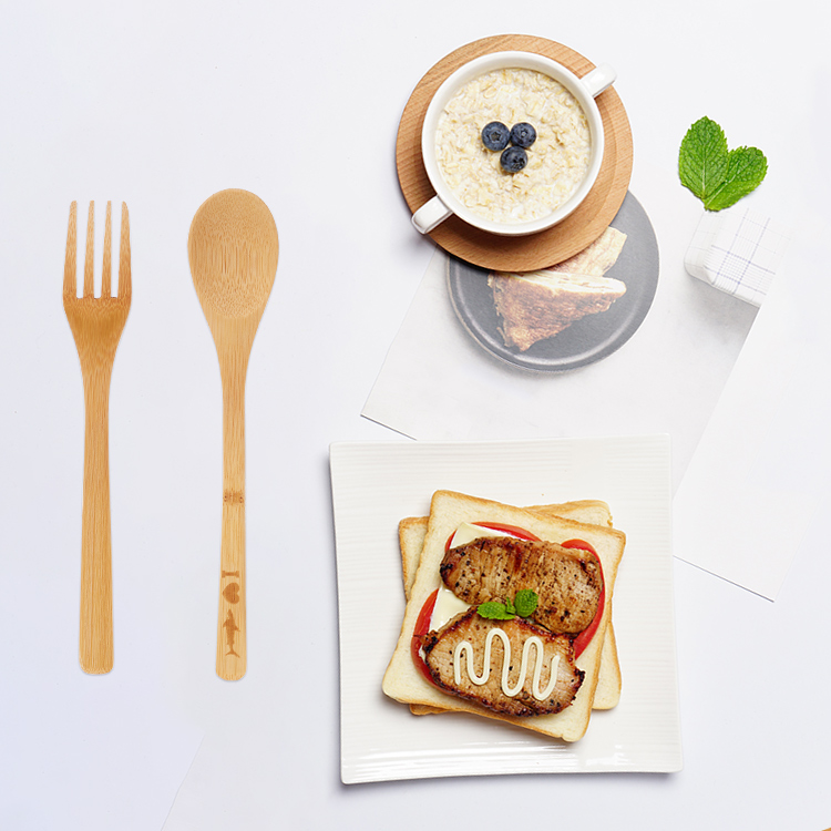 Eco Biodegradable Reusable Bamboo Knife And Fork Kids Bamboo Fibre Tableware Bamboo Spoon Set
