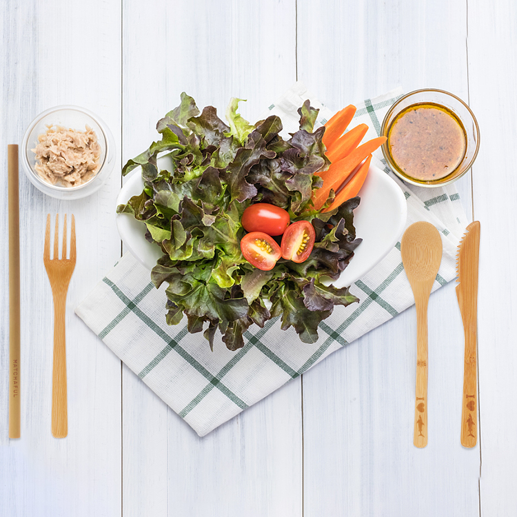 Eco Biodegradable Reusable Bamboo Knife And Fork Kids Bamboo Fibre Tableware Bamboo Spoon Set