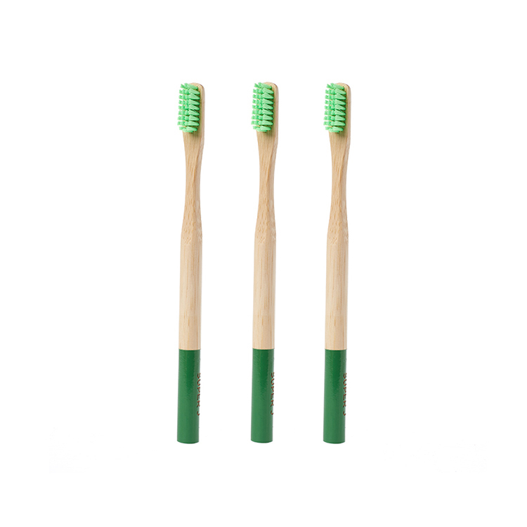Kids Bamboo Toothbrush Round Soft Bristle Eco- Friendly Green Bristles OEM Bamboo Toothbrush