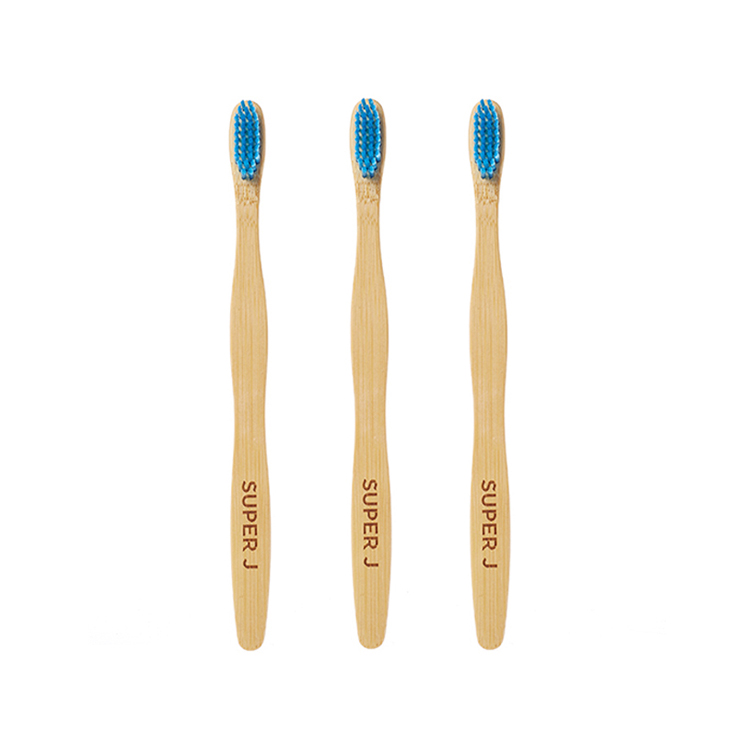 Flat Handle Bamboo Toothbrush Blue Bristle Moso Organic Toothbrush Custom Engraved Logo Manufacturer