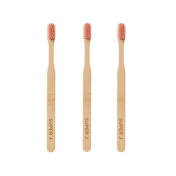 Wooden Pink Toothbrush Set Eco-friendly Biodegradable Flat New Bamboo Toothbrush Wholesale