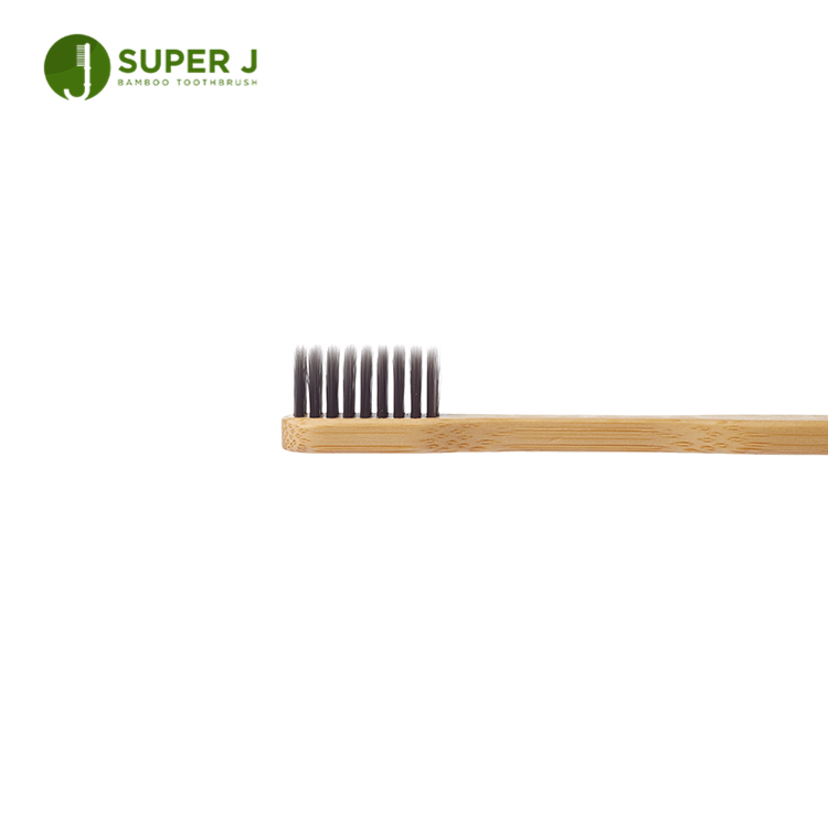 Wholesale Custom Logo 100% Biodegradable Toothbrush Set Adult Hotel Travel Soft Black Organic Charcoal Bamboo Toothbrush