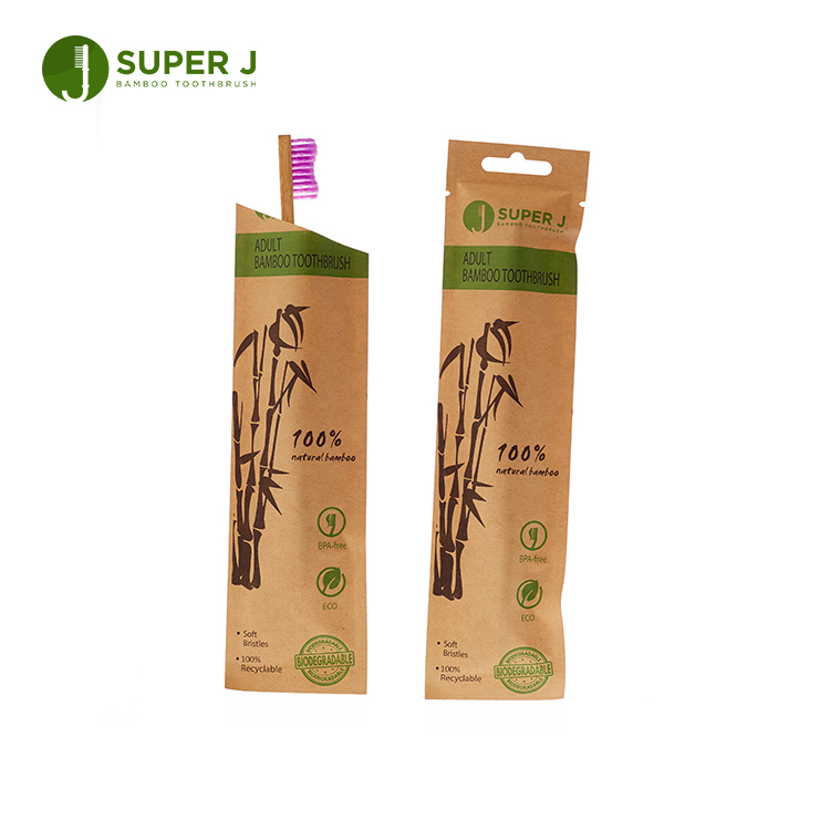 Natural Biodegradable Bristles Organic Flat Bamboo Toothbrush Private Label