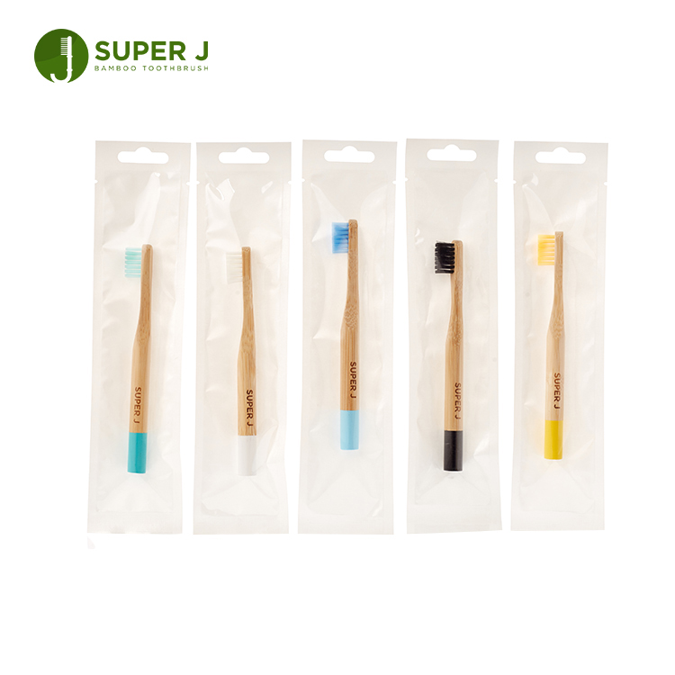 Custom Logo Eco-friendly Natural Round Bamboo Toothbrush Bristle Blue Bamboo Toothbrush