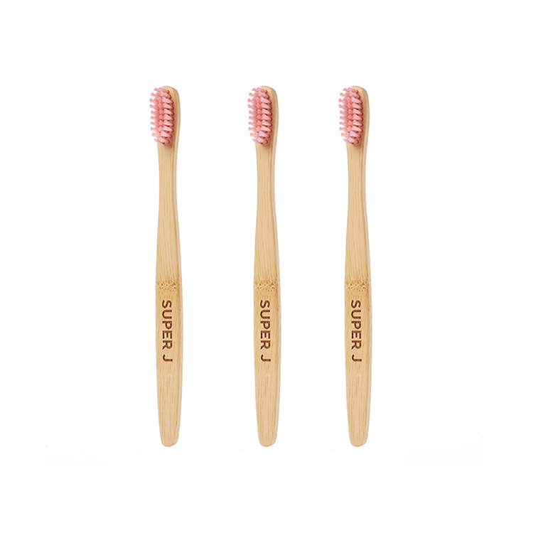 Eco-friendly Natural Soft Pink Bristle Handmade 100% Biodegradable Bamboo Toothbrush without Pesticides