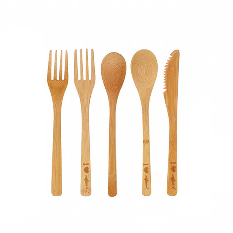 Eco Biodegradable Reusable Bamboo Knife And Fork Kids Bamboo Fibre Tableware Bamboo Spoon Set