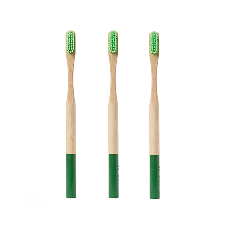 Kids Bamboo Toothbrush Round Soft Bristle Eco- Friendly Green Bristles OEM Bamboo Toothbrush