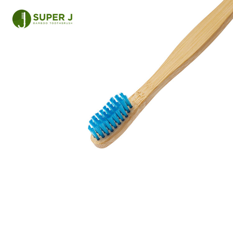 Flat Handle Bamboo Toothbrush Blue Bristle Moso Organic Toothbrush Custom Engraved Logo Manufacturer
