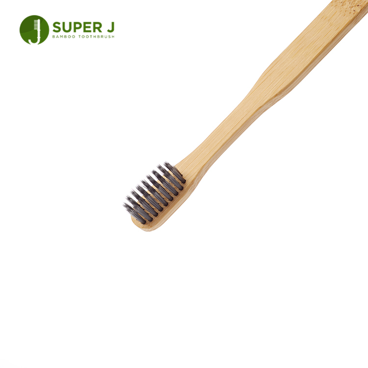Wholesale Custom Logo 100% Biodegradable Toothbrush Set Adult Hotel Travel Soft Black Organic Charcoal Bamboo Toothbrush