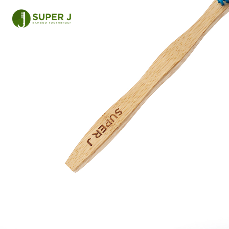 4 Family Pack Organic Bamboo Toothbrush BPA Free Blue Soft Bristles Natural Customized Logo Handle