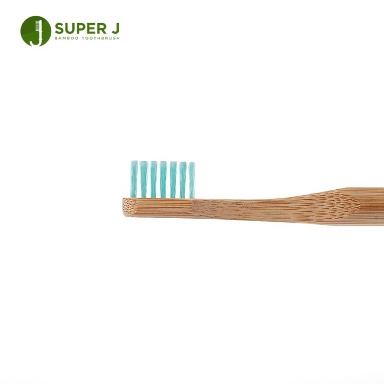 Custom Logo Eco-friendly Natural Round Bamboo Toothbrush Bristle Blue Bamboo Toothbrush