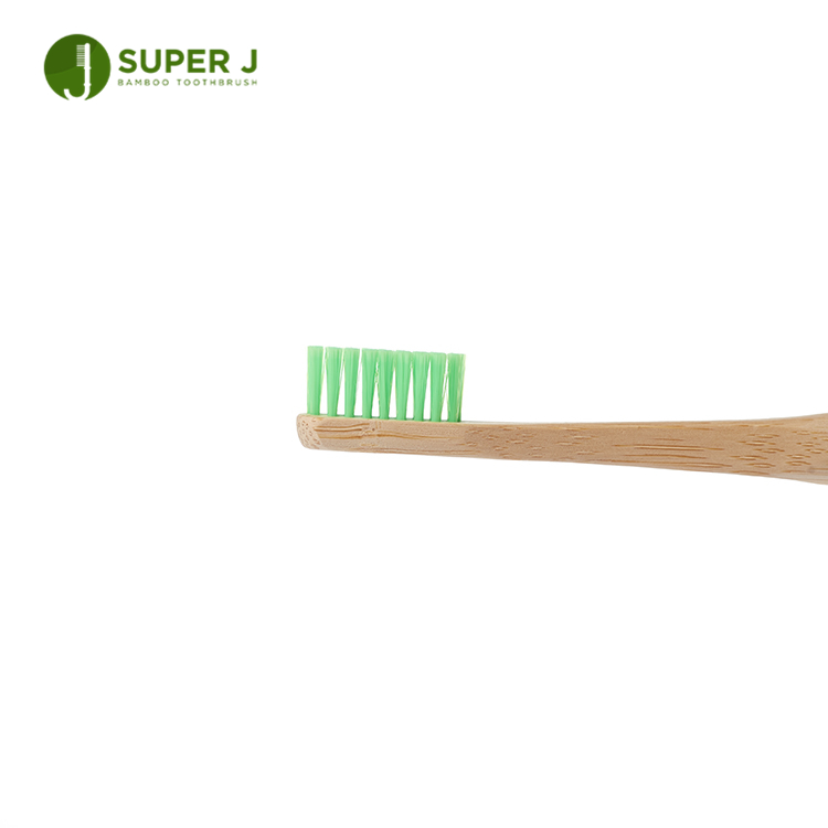 Kids Bamboo Toothbrush Round Soft Bristle Eco- Friendly Green Bristles OEM Bamboo Toothbrush