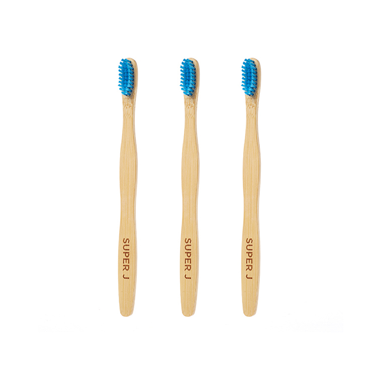 Flat Handle Bamboo Toothbrush Blue Bristle Moso Organic Toothbrush Custom Engraved Logo Manufacturer
