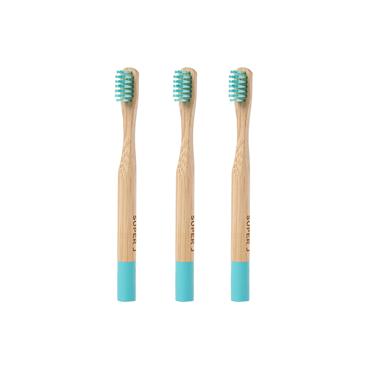 Custom Logo Eco-friendly Natural Round Bamboo Toothbrush Bristle Blue Bamboo Toothbrush