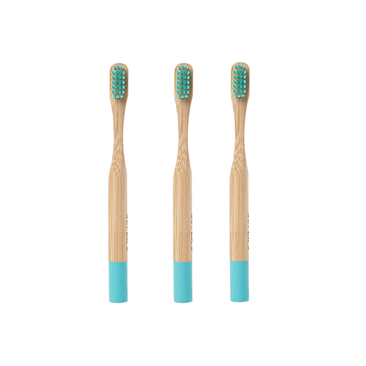 Custom Logo Eco-friendly Natural Round Bamboo Toothbrush Bristle Blue Bamboo Toothbrush