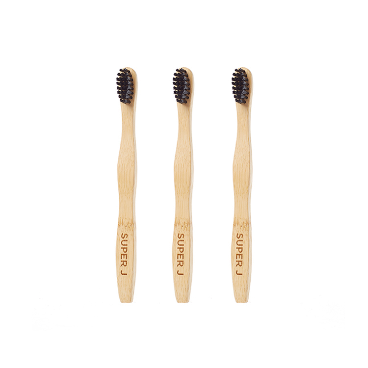 Organic Charcoal 100% Biodegradable Dark Eco Friendly Wave Hard Bristle Bamboo Toothbrush Soft