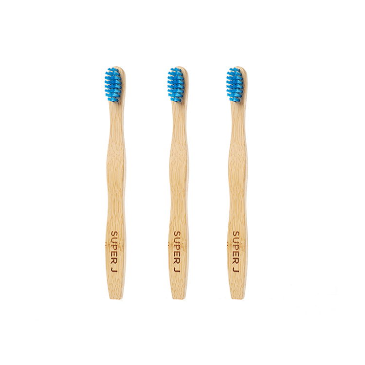 4 Family Pack Organic Bamboo Toothbrush BPA Free Blue Soft Bristles Natural Customized Logo Handle