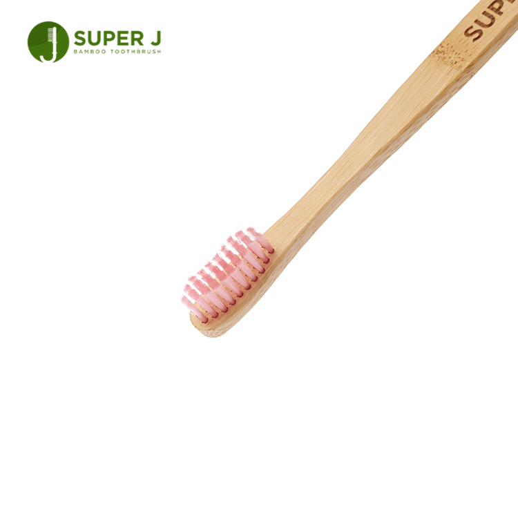 Eco-friendly Natural Soft Pink Bristle Handmade 100% Biodegradable Bamboo Toothbrush without Pesticides