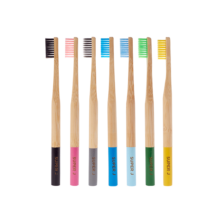 Hot Sale Natural Organic Biodegradable Real Eco-Friendly Blue Round Handle Bamboo Toothbrush For Adult