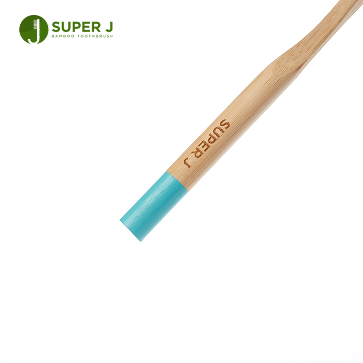 Custom Logo Eco-friendly Natural Round Bamboo Toothbrush Bristle Blue Bamboo Toothbrush