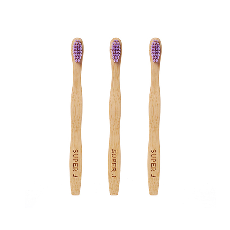 Custom Top Quality BPA Free Adult Eco-Friendly Natural Biodegradable Purple Bristles Bamboo Toothbrush