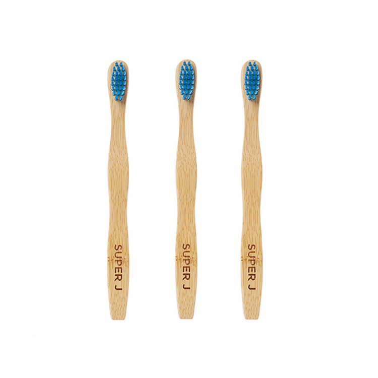 4 Family Pack Organic Bamboo Toothbrush BPA Free Blue Soft Bristles Natural Customized Logo Handle